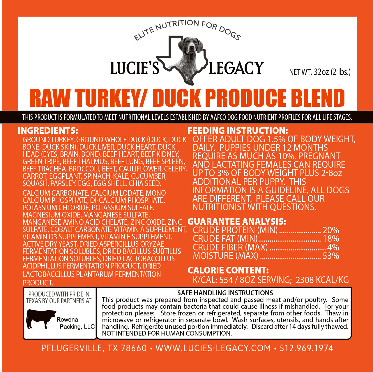 Raw Turkey, Duck, & Produce Blend